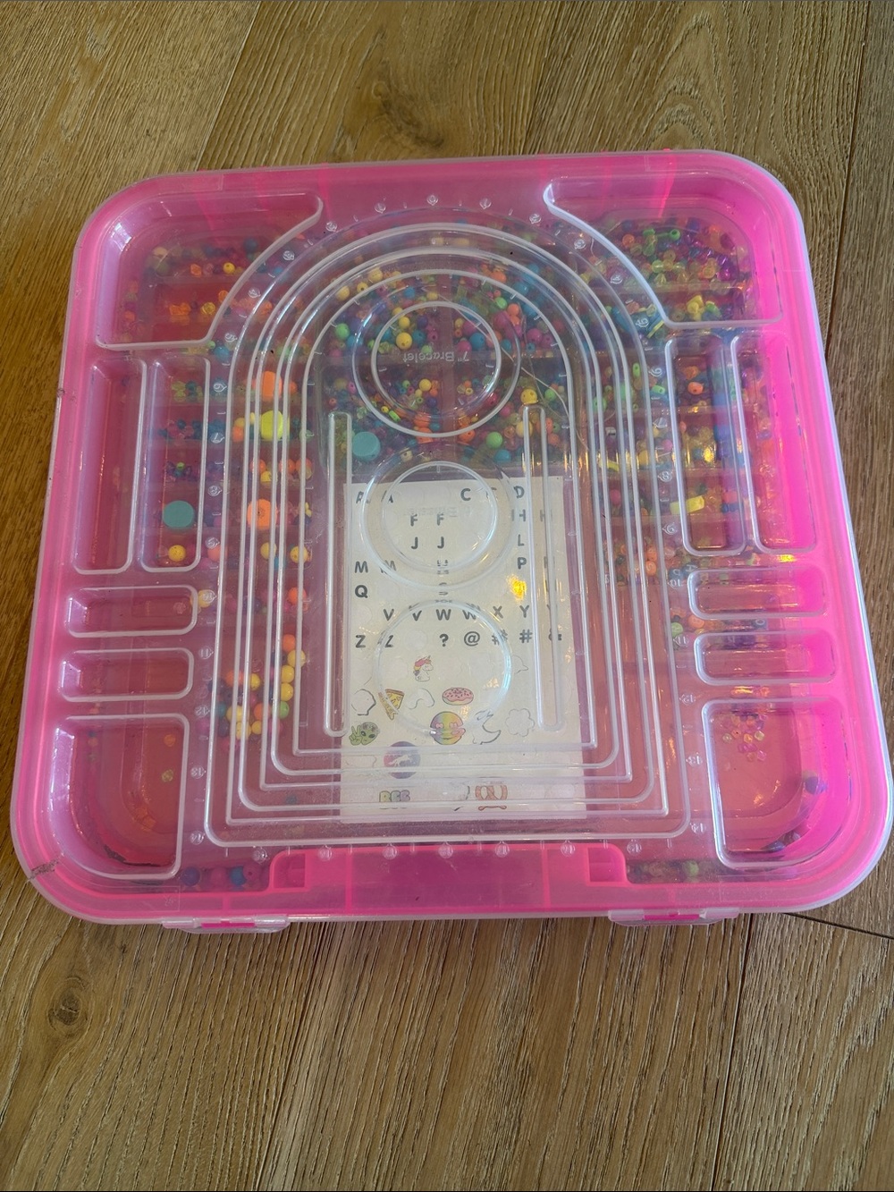Bead Craft Organizer Case in Hot Pink with Multicolor Beads